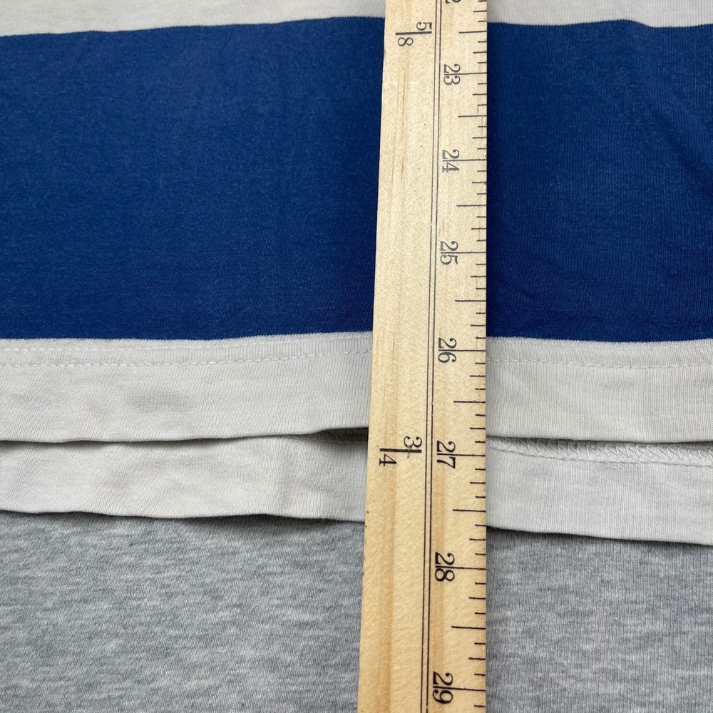 VTG Abercrombie & Fitch Muscle Polo Shirt Mens Medium Blue White Wide Stripe Y2K - Picture 7 of 8